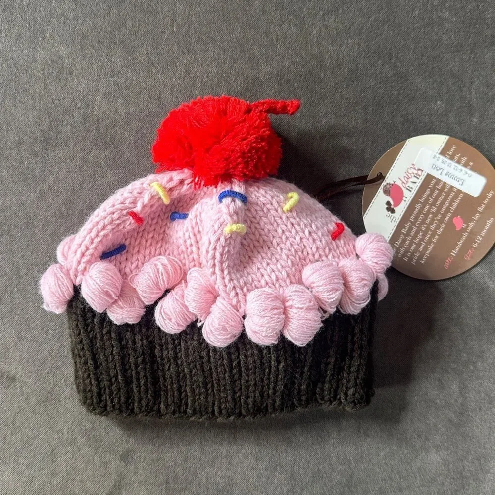 Daisy Baby Girls Pink Cupcake Hat Beanie Birthday 6-12 months NWT